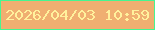 文字の大きさ：4、枠の色：46f591、背景の色：f0af71、文字の色：fff19d 無料ブログパーツのブログ時計