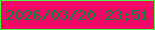 文字の大きさ：5、枠の色：46fe3c、背景の色：f30868、文字の色：088533 無料ブログパーツのブログ時計