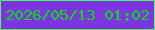 文字の大きさ：4、枠の色：46ff57、背景の色：7f33e7、文字の色：01e504 無料ブログパーツのブログ時計