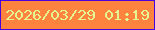 文字の大きさ：2、枠の色：4702dd、背景の色：fd833f、文字の色：e5f793 無料ブログパーツのブログ時計