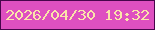 文字の大きさ：4、枠の色：47064b、背景の色：de50c0、文字の色：fae5aa 無料ブログパーツのブログ時計