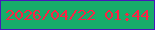文字の大きさ：4、枠の色：4717bb、背景の色：17ac6a、文字の色：fc2245 無料ブログパーツのブログ時計