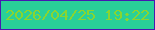 文字の大きさ：2、枠の色：4718b1、背景の色：29d098、文字の色：89d530 無料ブログパーツのブログ時計