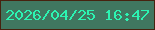文字の大きさ：5、枠の色：47220f、背景の色：407760、文字の色：2cf4b2 無料ブログパーツのブログ時計