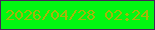 文字の大きさ：3、枠の色：472459、背景の色：02f711、文字の色：a4b50a 無料ブログパーツのブログ時計