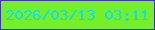 文字の大きさ：1、枠の色：472cc7、背景の色：74ef28、文字の色：11ddf0 無料ブログパーツのブログ時計