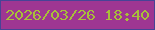 文字の大きさ：3、枠の色：474396、背景の色：9e3692、文字の色：a8bf39 無料ブログパーツのブログ時計