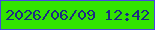 文字の大きさ：4、枠の色：4747e1、背景の色：32e401、文字の色：1c2b83 無料ブログパーツのブログ時計