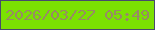 文字の大きさ：3、枠の色：474b6c、背景の色：7be101、文字の色：988a65 無料ブログパーツのブログ時計