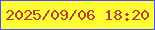 文字の大きさ：5、枠の色：474efc、背景の色：fffd34、文字の色：b83d31 無料ブログパーツのブログ時計