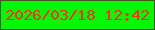 文字の大きさ：5、枠の色：475424、背景の色：06f508、文字の色：f23314 無料ブログパーツのブログ時計