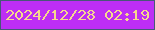 文字の大きさ：3、枠の色：475778、背景の色：bd2ef5、文字の色：f6d98d 無料ブログパーツのブログ時計