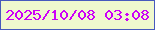 文字の大きさ：3、枠の色：4759bd、背景の色：eff8ce、文字の色：cc01f7 無料ブログパーツのブログ時計