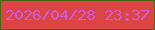 文字の大きさ：2、枠の色：476913、背景の色：dd4444、文字の色：cd5bd9 無料ブログパーツのブログ時計