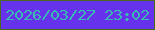 文字の大きさ：3、枠の色：476a1c、背景の色：6732ec、文字の色：39bbb4 無料ブログパーツのブログ時計