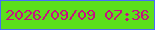 文字の大きさ：4、枠の色：476dfa、背景の色：5bdf1c、文字の色：c61082 無料ブログパーツのブログ時計
