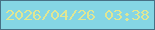 文字の大きさ：5、枠の色：477085、背景の色：85d6e4、文字の色：e0e693 無料ブログパーツのブログ時計