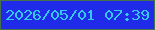 文字の大きさ：1、枠の色：47714b、背景の色：202bea、文字の色：32c9ec 無料ブログパーツのブログ時計