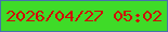 文字の大きさ：5、枠の色：4771ad、背景の色：3fdb28、文字の色：d00c07 無料ブログパーツのブログ時計