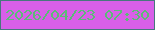 文字の大きさ：1、枠の色：47777d、背景の色：d85fe8、文字の色：5bbb78 無料ブログパーツのブログ時計