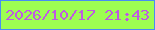 文字の大きさ：2、枠の色：478df3、背景の色：9dfe51、文字の色：bf59e3 無料ブログパーツのブログ時計