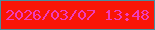 文字の大きさ：5、枠の色：478e9d、背景の色：f91506、文字の色：f03bba 無料ブログパーツのブログ時計
