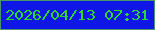 文字の大きさ：3、枠の色：47976b、背景の色：0f17e7、文字の色：2ed631 無料ブログパーツのブログ時計