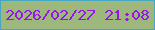 文字の大きさ：3、枠の色：47a7c2、背景の色：9db77c、文字の色：9515eb 無料ブログパーツのブログ時計