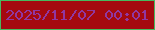 文字の大きさ：2、枠の色：47b95e、背景の色：a5090f、文字の色：9037a1 無料ブログパーツのブログ時計