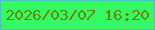 文字の大きさ：4、枠の色：47c1bf、背景の色：35f964、文字の色：668906 無料ブログパーツのブログ時計
