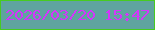 文字の大きさ：4、枠の色：47cb20、背景の色：5fa49f、文字の色：d435fb 無料ブログパーツのブログ時計