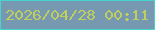 文字の大きさ：3、枠の色：47d3cd、背景の色：7698b0、文字の色：c0ce5f 無料ブログパーツのブログ時計