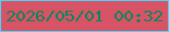 文字の大きさ：1、枠の色：47d5fb、背景の色：d75365、文字の色：07875d 無料ブログパーツのブログ時計