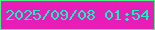 文字の大きさ：3、枠の色：47f182、背景の色：e81cb6、文字の色：0bf5bc 無料ブログパーツのブログ時計