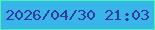 文字の大きさ：2、枠の色：47f5ae、背景の色：39b6e9、文字の色：35399b 無料ブログパーツのブログ時計