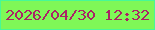 文字の大きさ：1、枠の色：47f897、背景の色：7ff757、文字の色：aa2166 無料ブログパーツのブログ時計