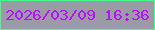 文字の大きさ：4、枠の色：47fb88、背景の色：9c9aa5、文字の色：b90fff 無料ブログパーツのブログ時計
