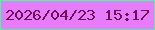 文字の大きさ：2、枠の色：47fc96、背景の色：e67cf9、文字の色：730f58 無料ブログパーツのブログ時計