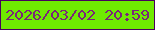 文字の大きさ：3、枠の色：48005e、背景の色：6fea01、文字の色：7a2578 無料ブログパーツのブログ時計