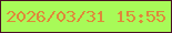 文字の大きさ：1、枠の色：480f25、背景の色：a8fa58、文字の色：df883a 無料ブログパーツのブログ時計