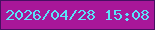 文字の大きさ：5、枠の色：480f62、背景の色：a81799、文字の色：5ae3f8 無料ブログパーツのブログ時計