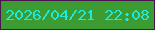 文字の大きさ：5、枠の色：481452、背景の色：3c9c32、文字の色：20e8db 無料ブログパーツのブログ時計