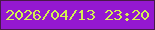 文字の大きさ：3、枠の色：48194a、背景の色：9418d1、文字の色：d2f251 無料ブログパーツのブログ時計