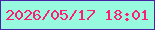 文字の大きさ：2、枠の色：4823a5、背景の色：97f9dd、文字の色：fc1d77 無料ブログパーツのブログ時計