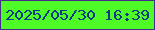 文字の大きさ：2、枠の色：482c8b、背景の色：4ffb26、文字の色：093987 無料ブログパーツのブログ時計