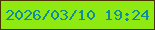 文字の大きさ：4、枠の色：483303、背景の色：8fea11、文字の色：108ba0 無料ブログパーツのブログ時計