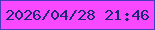 文字の大きさ：5、枠の色：483bbc、背景の色：f949fe、文字の色：1a2971 無料ブログパーツのブログ時計