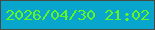 文字の大きさ：4、枠の色：484940、背景の色：08a5cd、文字の色：60f523 無料ブログパーツのブログ時計