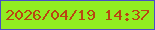 文字の大きさ：5、枠の色：484fc6、背景の色：91ed21、文字の色：ba4512 無料ブログパーツのブログ時計