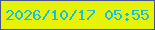 文字の大きさ：5、枠の色：48558a、背景の色：e7f304、文字の色：14bdeb 無料ブログパーツのブログ時計
